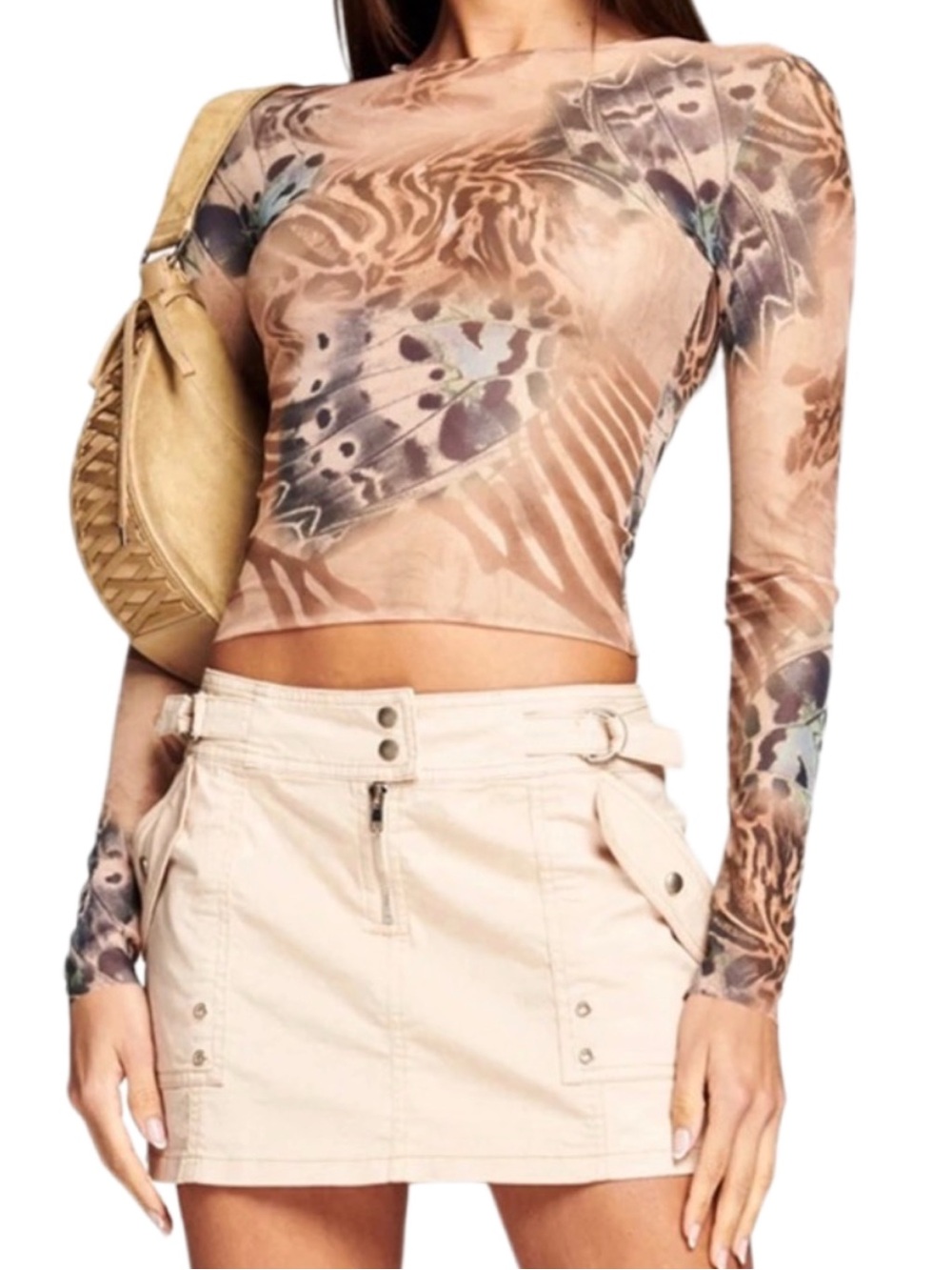 I.AM.GIA Sheer long sleeve with butterfly and animal print